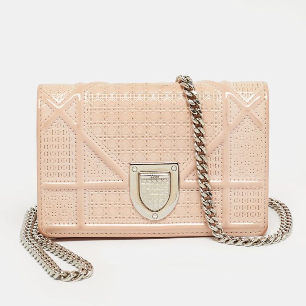 Dior Beige Microcannage Patent Leather Baby Diorama Bag